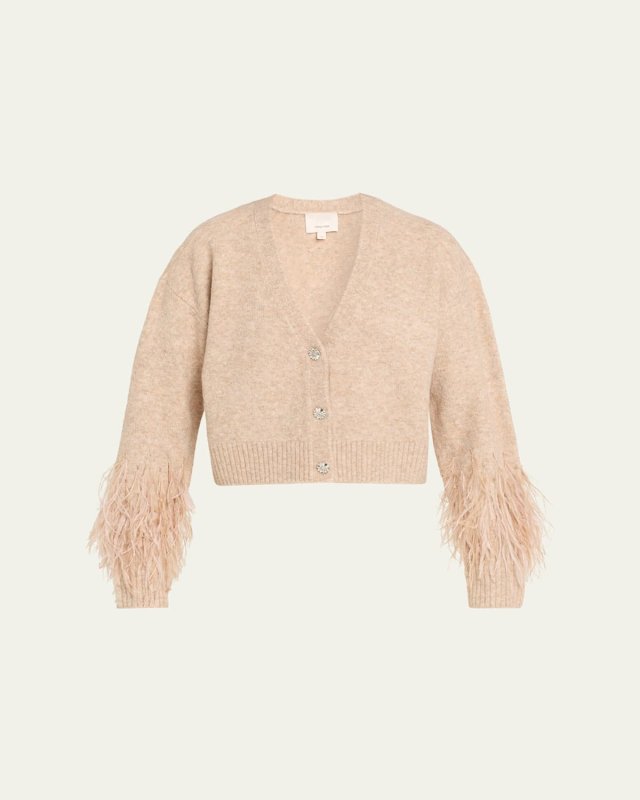 Bria Cropped Feather Cardigan